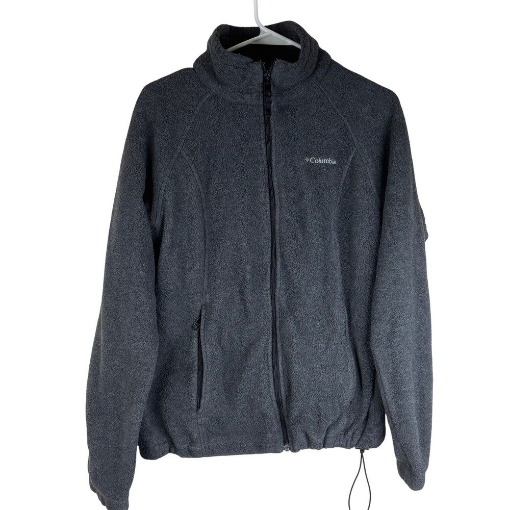 Columbia Fleece Jacket Womens Medium Gray Polyester Full Zip Benton Springs Soft